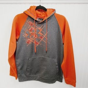 Under Armour Gray & Orange Fleece Lined Hooded Sweatshirt Men’s Small